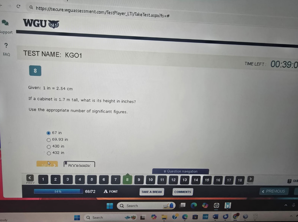 WGU D425 Introduction to Chemistry OA1